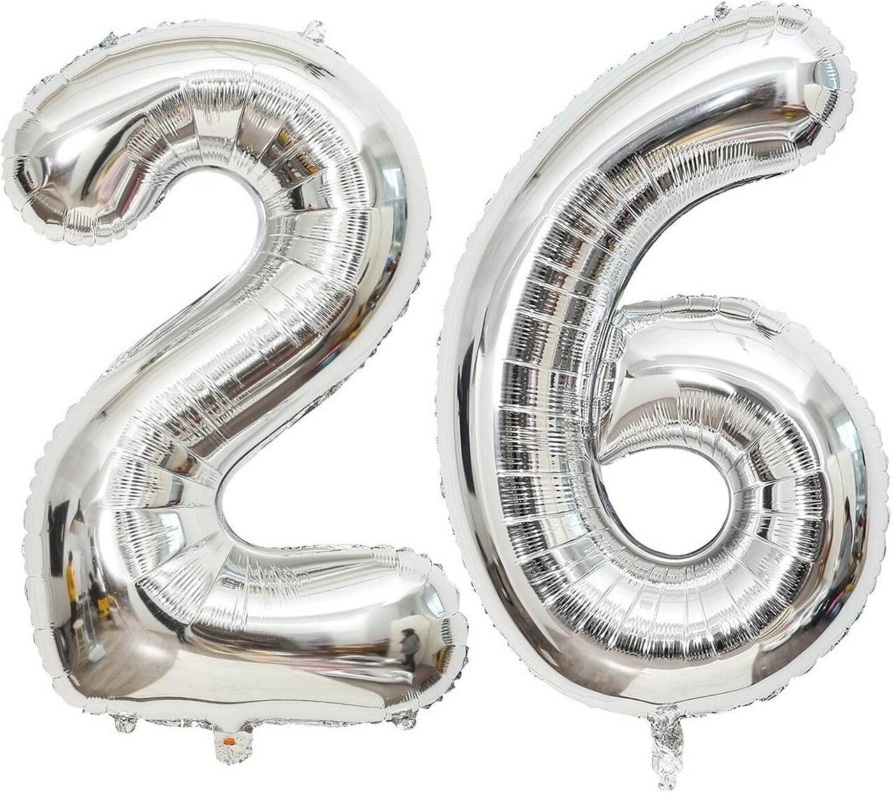 40 Inch Silver 26 Number Balloons – Giant Jumbo Foil Mylar Helium Balloons for 26th or 62nd Birthday, Anniversary, and Party Decorations (Silver 26)